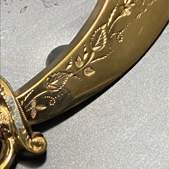 Victorian Antique Gold Filled Etched Scimitor Sword Pin Brooch - Picture 4 of 8